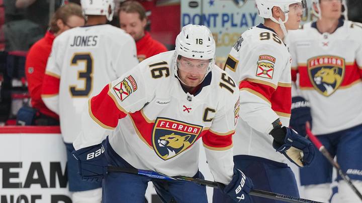 Sep 29, 2026; Raleigh, North Carolina, USA; Florida Panthers center Aleksander Barkov (16) warms up before a game against the Carolina Hurricanes at Lenovo Center. Mandatory Credit: James Guillory-Imagn Images Sep 29, 2026; Raleigh, North Carolina, USA; Florida Panthers center Aleksander Barkov (16) warms up before a game against the Carolina Hurricanes at Lenovo Center. Mandatory Credit: James Guillory-Imagn Images