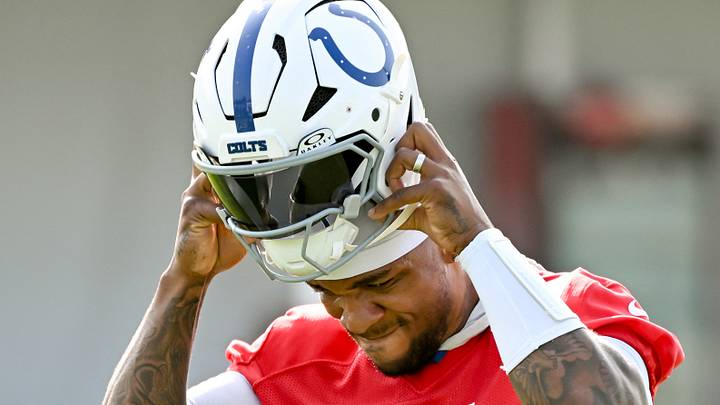 Indianapolis Colts quarterback Anthony Richardson is seen at training camp