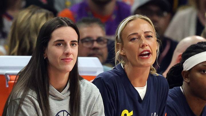 Indiana Fever guard Caitlin Clark and Sophie Cunningham on the bench against the Phoenix Mercury. Indiana Fever guard Caitlin Clark and Sophie Cunningham on the bench against the Phoenix Mercury.