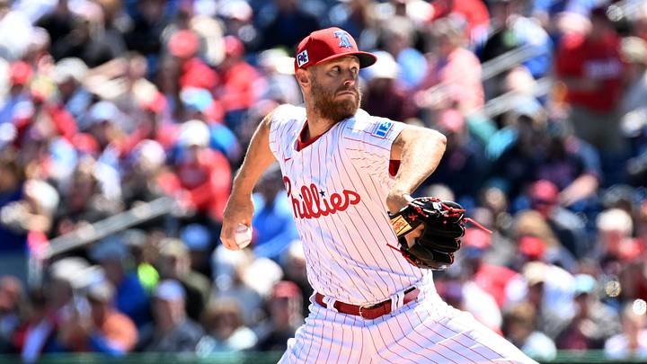 Mar 21, 2025; Clearwater, Florida, USA; Philadelphia Phillies starting pitcher Zach Wheeler (45) throws a pitch in the first inning against the Minnesota Twins during spring training at BayCare Ballpark. Mandatory Credit: Jonathan Dyer-Imagn Images Mar 21, 2025; Clearwater, Florida, USA; Philadelphia Phillies starting pitcher Zach Wheeler (45) throws a pitch in the first inning against the Minnesota Twins during spring training at BayCare Ballpark. Mandatory Credit: Jonathan Dyer-Imagn Images