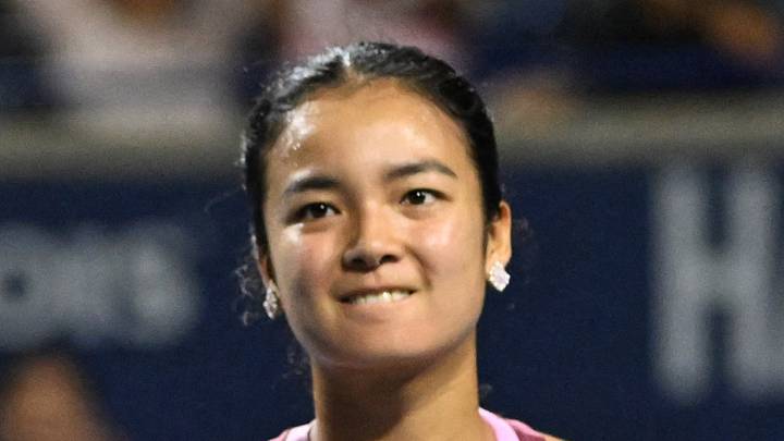 Alexandra Eala reacts after winning a game Alexandra Eala reacts after winning a game