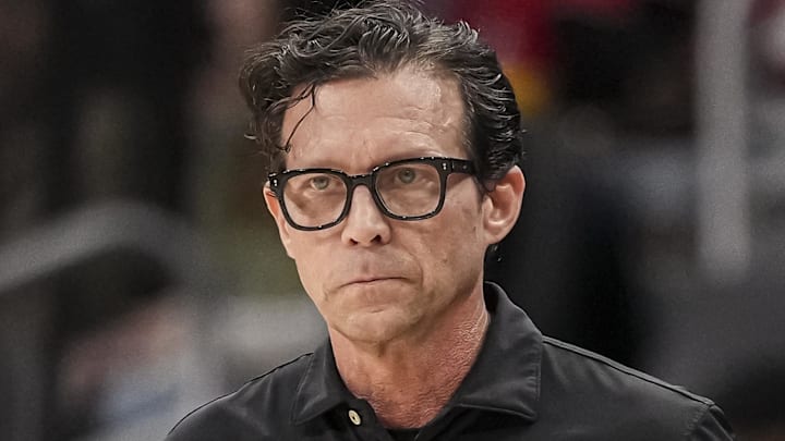 Atlanta Hawks head coach Quin Snyder looks on against the Miami Heat.
