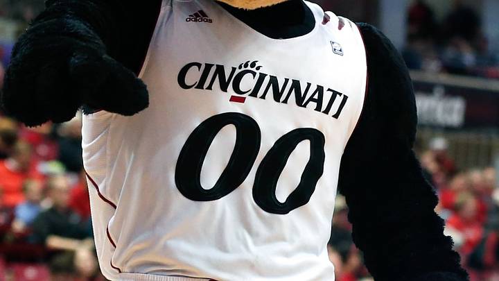 Dec 23, 2014; Cincinnati, OH, USA; The Cincinnati Bearcats mascot against the Wagner Seahawks at Fifth Third Arena. The Bearcats won 72-48. Mandatory Credit: Aaron Doster-USA TODAY Sports Dec 23, 2014; Cincinnati, OH, USA; The Cincinnati Bearcats mascot against the Wagner Seahawks at Fifth Third Arena. The Bearcats won 72-48. Mandatory Credit: Aaron Doster-USA TODAY Sports