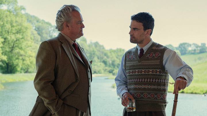 Hugh Bonneville, Theo James in The Gentlemen season 2 on Netflix Hugh Bonneville, Theo James in The Gentlemen season 2 on Netflix