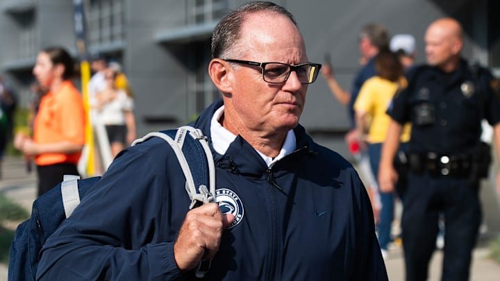Penn State defensive coordinator Tom Allen arrives at Milan Puskar Stadium before an NCAA football game against West Virginia, Saturday, August 31, 2024, in Morgantown, W. Va.