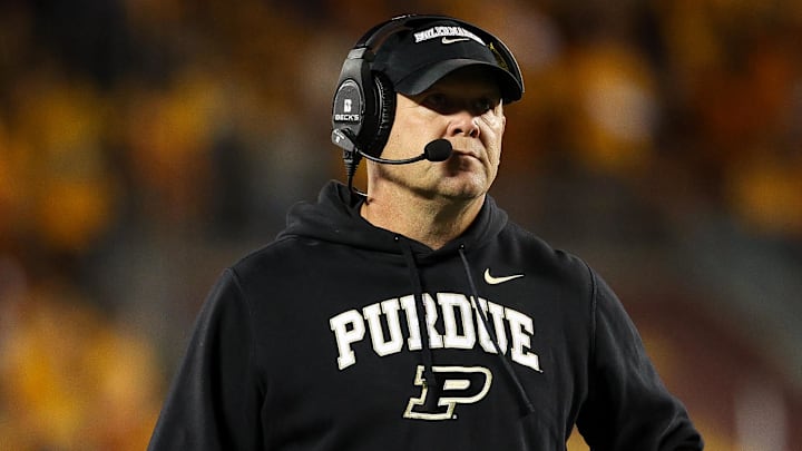 Purdue Boilermakers head coach Barry Odom looks on