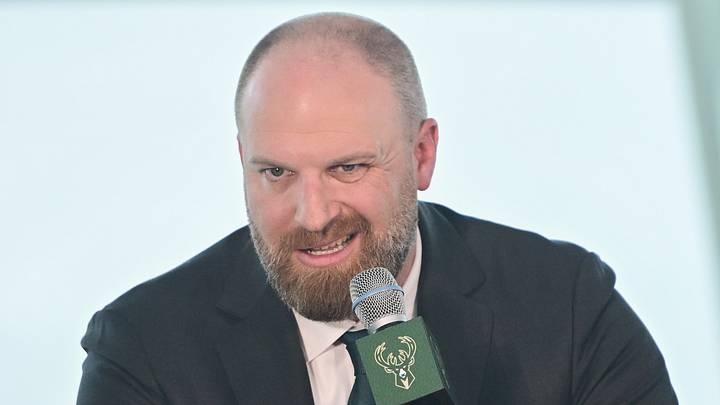 Milwaukee Bucks introduce new head coach Taylor Jenkins as he speaks at a press conference at the Milwaukee Art Museum on May 6, 2026.