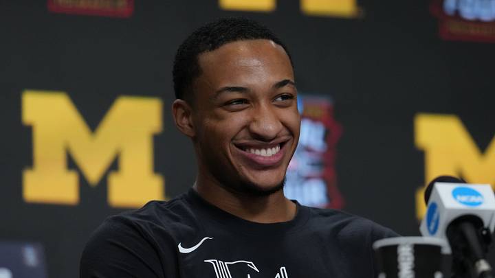 Apr 5, 2026; Indianapolis, IN, USA; Michigan Wolverines guard Nimari Burnett (4) during a press conference ahead of the Final Four of the men's 2026 NCAA Tournament at Lucas Oil Stadium. Mandatory Credit: Bob Donnan-Imagn Images Apr 5, 2026; Indianapolis, IN, USA; Michigan Wolverines guard Nimari Burnett (4) during a press conference ahead of the Final Four of the men's 2026 NCAA Tournament at Lucas Oil Stadium. Mandatory Credit: Bob Donnan-Imagn Images