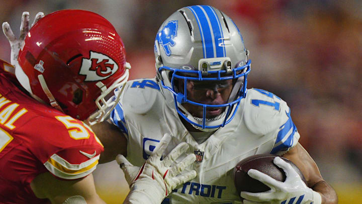 Detroit Lions wide receiver Amon-Ra St. Brown (14). Detroit Lions wide receiver Amon-Ra St. Brown (14).