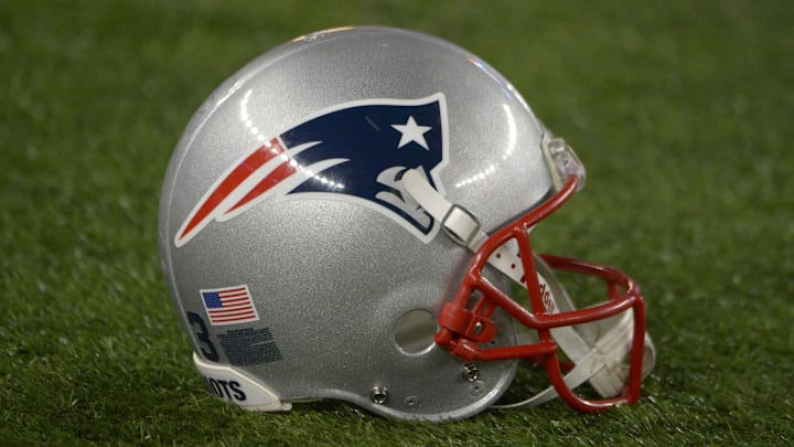Jan 20, 2013; Foxboro, MA, USA; General view of a New England Patriots helmet during the AFC championship game against the Baltimore Ravens at Gillette Stadium. The Ravens defeated the Patriots 28-13. Mandatory Credit: Kirby Lee/Imagn Images Jan 20, 2013; Foxboro, MA, USA; General view of a New England Patriots helmet during the AFC championship game against the Baltimore Ravens at Gillette Stadium. The Ravens defeated the Patriots 28-13. Mandatory Credit: Kirby Lee/Imagn Images