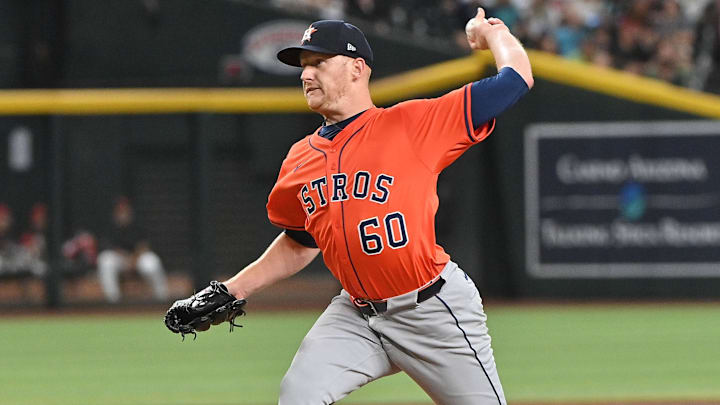 Jul 23, 2025; Phoenix, Arizona, USA;  Houston Astros pitcher Brandon Walter (60) throws in the first inning against the Arizona Diamondbacks at Chase Field. 