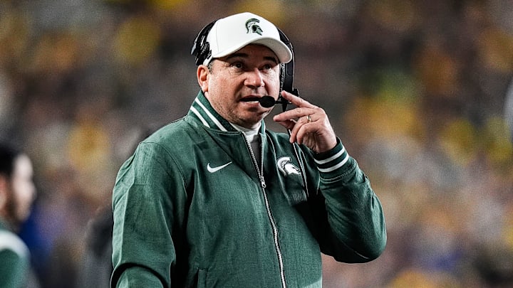 Michigan State head coach Jonathan Smith watches a play against Michigan during the first half at Michigan Stadium in Ann Arbor on Saturday, Oct. 26, 2024. Michigan State head coach Jonathan Smith watches a play against Michigan during the first half at Michigan Stadium in Ann Arbor on Saturday, Oct. 26, 2024.