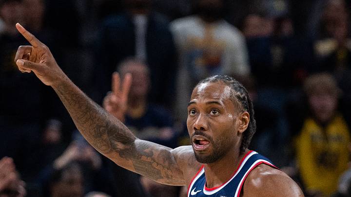 Mar 27, 2026; Indianapolis, Indiana, USA; LA Clippers forward Kawhi Leonard (2) celebrates the game winning shot in the second half against the Indiana Pacers at Gainbridge Fieldhouse. Mandatory Credit: Trevor Ruszkowski-Imagn Images Mar 27, 2026; Indianapolis, Indiana, USA; LA Clippers forward Kawhi Leonard (2) celebrates the game winning shot in the second half against the Indiana Pacers at Gainbridge Fieldhouse. Mandatory Credit: Trevor Ruszkowski-Imagn Images