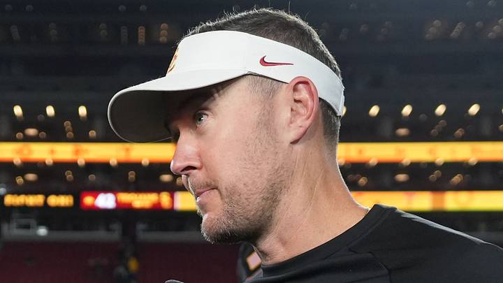 Oct 25, 2024; Los Angeles, California, USA; Southern California Trojans head coach Lincoln Riley is interviewed by FOX reporter Allison Williams after the game against the Rutgers Scarlet Knights at United Airlines Field at Los Angeles Memorial Coliseum. Mandatory Credit: Kirby Lee-Imagn Images Oct 25, 2024; Los Angeles, California, USA; Southern California Trojans head coach Lincoln Riley is interviewed by FOX reporter Allison Williams after the game against the Rutgers Scarlet Knights at United Airlines Field at Los Angeles Memorial Coliseum. Mandatory Credit: Kirby Lee-Imagn Images