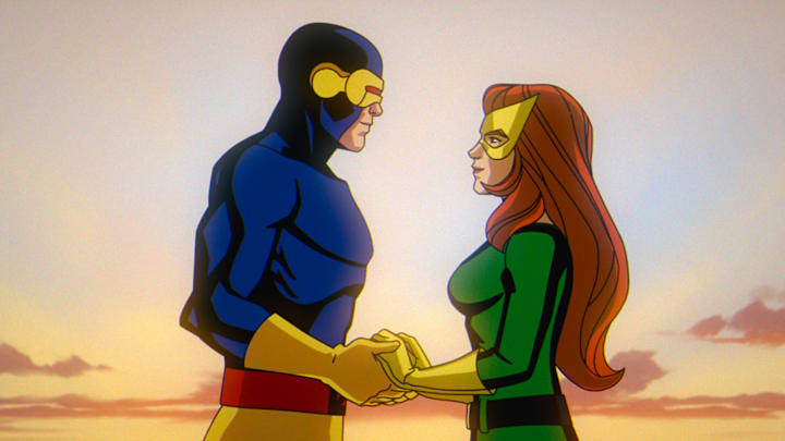 (L-R): Cyclops (voiced by Ray Chase) and Jean Grey (voiced by Jennifer Hale) in Marvel Animation's X-MEN '97. 