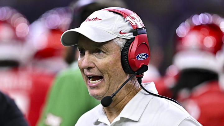 Houston Cougars head coach Willie Fritz reacts during the second half against the Louisiana State Tigers at NRG Stadium.