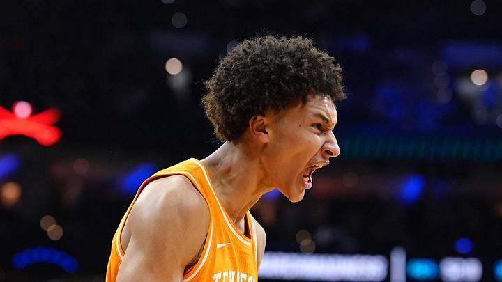 Tennessee Volunteers forward Nate Ament (10) reacts against the Virginia Cavaliers in the first half during a second round game of the men's 2026 NCAA Tournament at Xfinity Mobile Arena on March 22, 2026. Tennessee Volunteers forward Nate Ament (10) reacts against the Virginia Cavaliers in the first half during a second round game of the men's 2026 NCAA Tournament at Xfinity Mobile Arena on March 22, 2026.