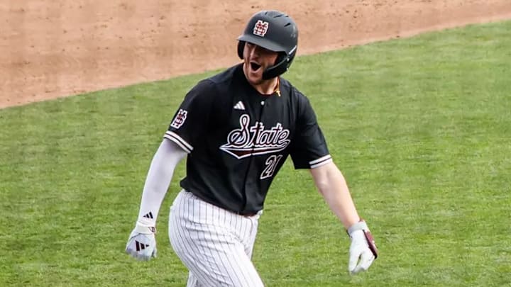 Mississippi State Catcher Kevin Milewski (#21) during the game between the Lipscomb Bison and the Mississippi State Bulldogs at Dudy Noble Field at Polk-Dement Stadium in Starkville, MS.