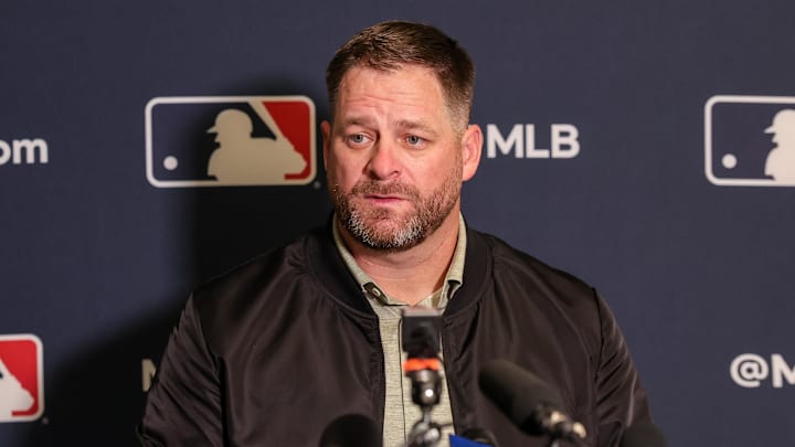Dec 8, 2025; Orlando, FL, USA; Cleveland Guardians manager Stephen Vogt speaks with the media during the 2025 MLB Winter Meetings at Signia by Hilton Hotel. Mandatory Credit: Mike Watters-Imagn Images Dec 8, 2025; Orlando, FL, USA; Cleveland Guardians manager Stephen Vogt speaks with the media during the 2025 MLB Winter Meetings at Signia by Hilton Hotel. Mandatory Credit: Mike Watters-Imagn Images