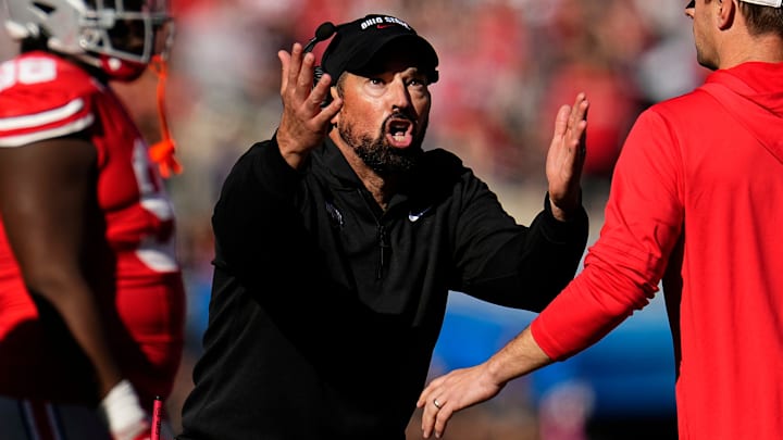 Ohio State Buckeyes head coach Ryan Day reacts to a targeting call on linebacker Arvell Reese during the second half of the NCAA football game against the Nebraska Cornhuskers at Ohio Stadium in Columbus on Saturday, Oct. 26, 2024. Ohio State won 21-17. Ohio State Buckeyes head coach Ryan Day reacts to a targeting call on linebacker Arvell Reese during the second half of the NCAA football game against the Nebraska Cornhuskers at Ohio Stadium in Columbus on Saturday, Oct. 26, 2024. Ohio State won 21-17.