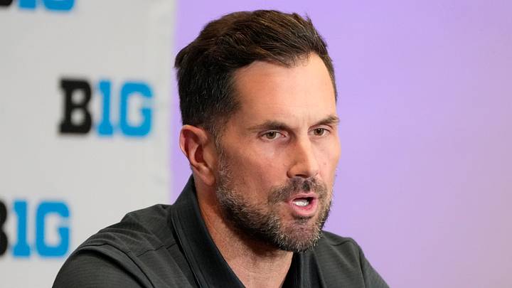 Jul 23, 2025; Las Vegas, NV, USA; Former NFL quarterback Matt Leinart speaks to the media about The We Give Blood Drive during the Big Ten NCAA college football media days at Mandalay Bay Resort. Jul 23, 2025; Las Vegas, NV, USA; Former NFL quarterback Matt Leinart speaks to the media about The We Give Blood Drive during the Big Ten NCAA college football media days at Mandalay Bay Resort.