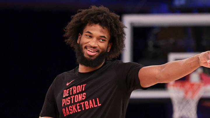 Nov 30, 2023; New York, New York, USA; Detroit Pistons forward Marvin Bagley III (35) on the court during warm ups before the game against the New York Knicks at Madison Square Garden. Mandatory Credit: Vincent Carchietta-USA TODAY Sports
