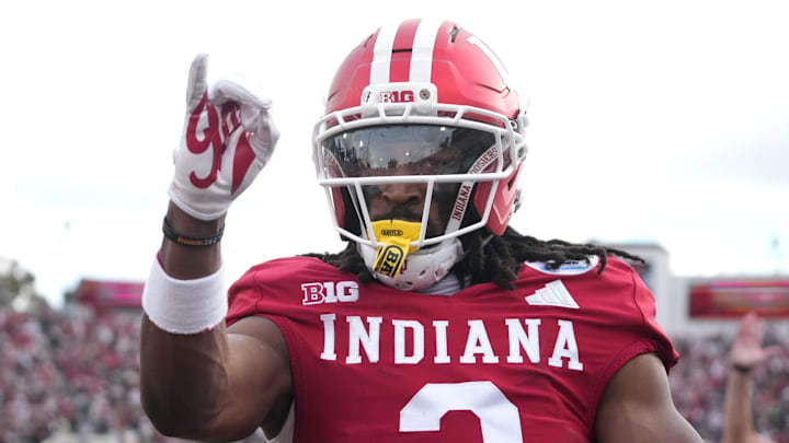 Indiana Hoosiers wide receiver Omar Cooper Jr. celebrates after making a catch