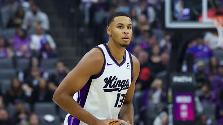 Nov 8, 2024; Sacramento, California, USA; Sacramento Kings forward Keegan Murray (13) during the game against the Los Angeles Clippers at Golden 1 Center. Mandatory Credit: Sergio Estrada-Imagn Images
