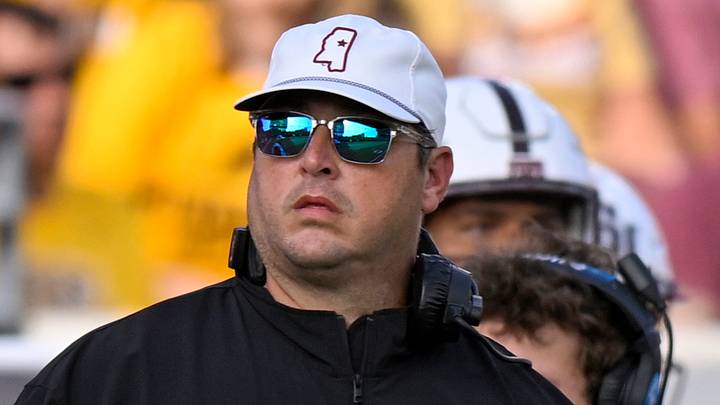 Sep 12, 2026; Minneapolis, Minnesota, USA;  Mississippi State Bulldogs head coach Jeff Lebby looks on against the Minnesota Golden Gophers during the fourth quarter at Huntington Bank Stadium.  Mandatory Credit: Nick Wosika-Imagn Images