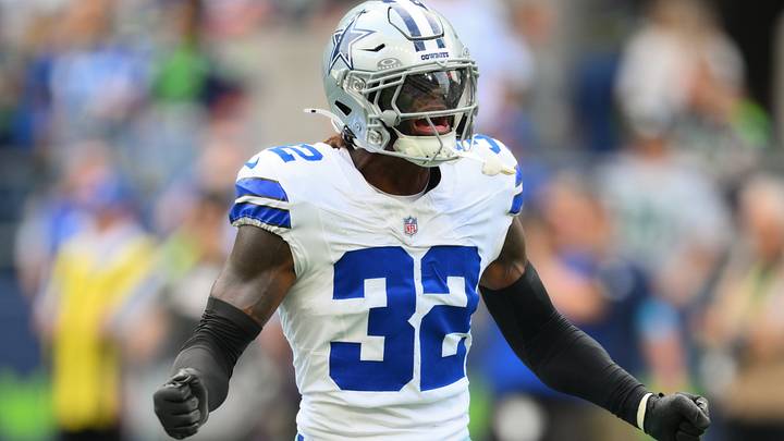 Dallas Cowboys specialist Julius Wood reacts to a special teams play during the first half against the Seattle Seahawks.