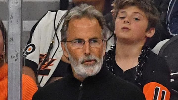 Apr 16, 2024; Philadelphia, Pennsylvania, USA; Philadelphia Flyers head coach John Tortorella against the Washington Capitals at Wells Fargo Center. Mandatory Credit: Eric Hartline-Imagn Images Apr 16, 2024; Philadelphia, Pennsylvania, USA; Philadelphia Flyers head coach John Tortorella against the Washington Capitals at Wells Fargo Center. Mandatory Credit: Eric Hartline-Imagn Images