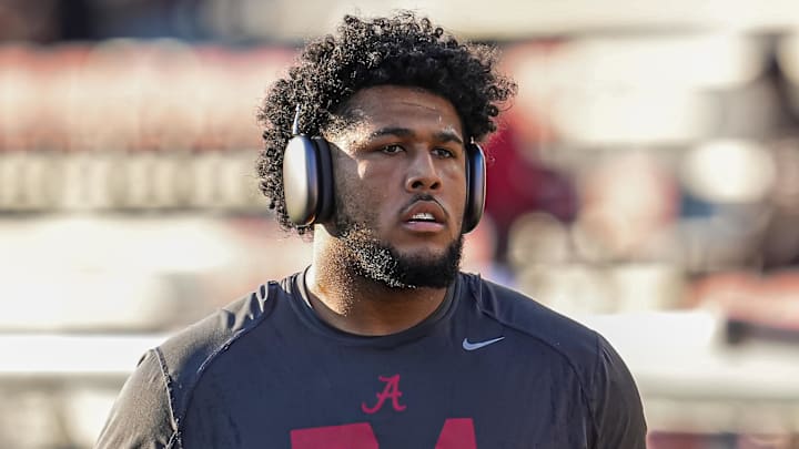 Sep 27, 2025; Athens, Georgia, USA; Alabama Crimson Tide offensive lineman Kadyn Proctor (74) on the field before the game against the Georgia Bulldogs at Sanford Stadium. Mandatory Credit: Dale Zanine-Imagn Images Sep 27, 2025; Athens, Georgia, USA; Alabama Crimson Tide offensive lineman Kadyn Proctor (74) on the field before the game against the Georgia Bulldogs at Sanford Stadium. Mandatory Credit: Dale Zanine-Imagn Images