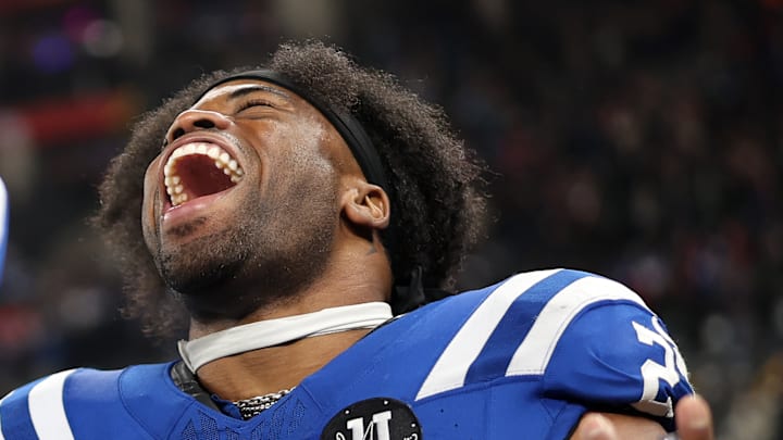 Kenny Moore II of the Indianapolis Colts laughs Kenny Moore II of the Indianapolis Colts laughs