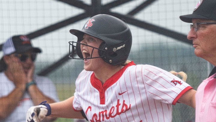 North Polk's Tessa Dillinger had the game-winning RBI in a Class 4A win at the Iowa high school state softball tournament Monday. North Polk's Tessa Dillinger had the game-winning RBI in a Class 4A win at the Iowa high school state softball tournament Monday.