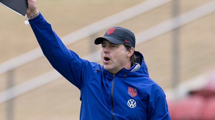Mauricio Pochettino runs a training session in Atlanta ahead of the March friendlies. 