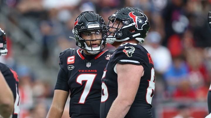 Sep 20, 2026; Houston, Texas, USA; Houston Texans quarterback C.J. Stroud (7) talks with guard Keylan Rutledge (66) during the game against the Cincinnati Bengals at Reliant Stadium. Mandatory Credit: Troy Taormina-Imagn Images Sep 20, 2026; Houston, Texas, USA; Houston Texans quarterback C.J. Stroud (7) talks with guard Keylan Rutledge (66) during the game against the Cincinnati Bengals at Reliant Stadium. Mandatory Credit: Troy Taormina-Imagn Images