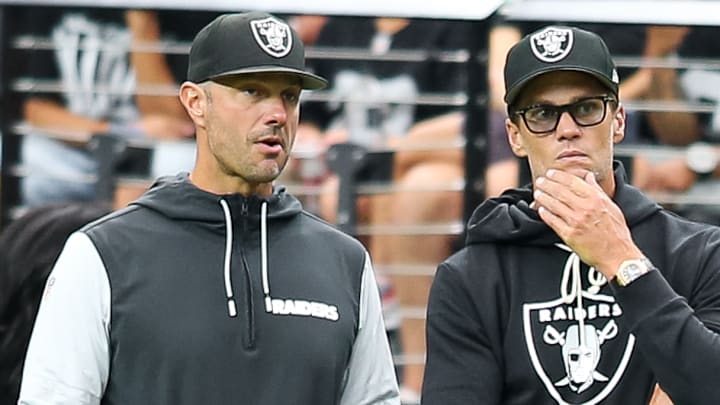 Las Vegas Raiders GM John Spytek, and minority owner Tom Brady