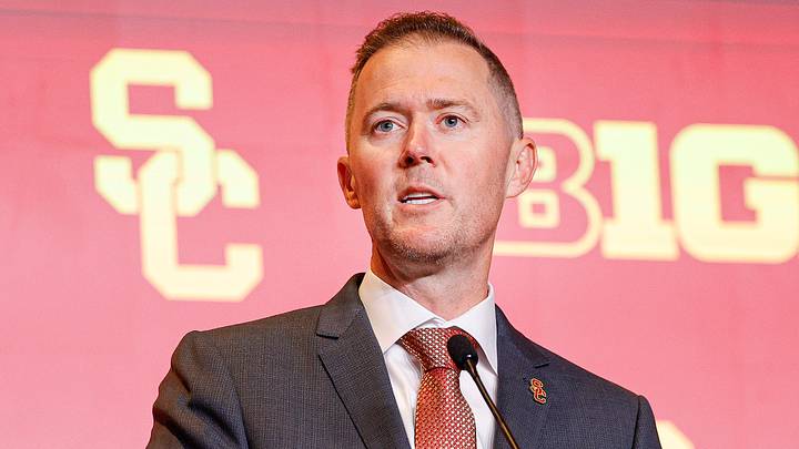 Jul 28, 2026; Chicago, IL, USA; USC Football head coach Lincoln Riley speaks during Media Days at Hilton Chicago. Mandatory Credit: Kamil Krzaczynski-Imagn Images