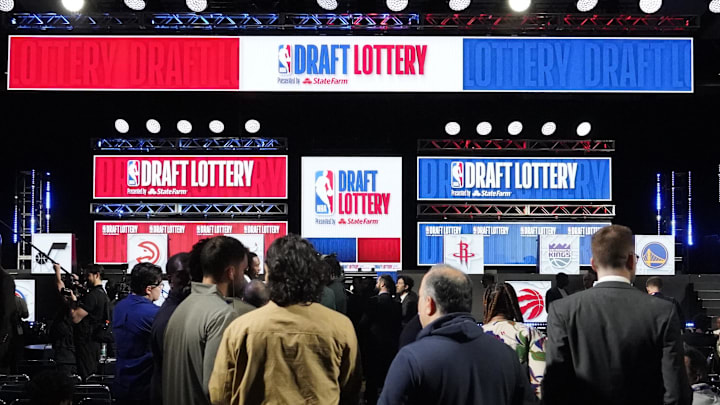 May 12, 2024; Chicago, IL, USA; A overall shot of the 2024 NBA Draft Lottery at McCormick Place West. Mandatory Credit: David Banks-Imagn Images May 12, 2024; Chicago, IL, USA; A overall shot of the 2024 NBA Draft Lottery at McCormick Place West. Mandatory Credit: David Banks-Imagn Images