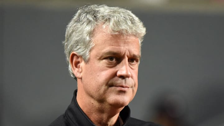 Nov 12, 2022; Raleigh, North Carolina, USA;  North Carolina State Wolfpack Athletic Director Boo Corrigan looks on during the second half against the Boston College Eagles at Carter-Finley Stadium. The Eagles won 21-20. Mandatory Credit: Rob Kinnan-Imagn Images