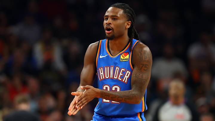 Apr 27, 2026; Phoenix, Arizona, USA; Oklahoma City Thunder guard Cason Wallace (22) against the Phoenix Suns during game four of the first round of the 2026 NBA Playoffs at Mortgage Matchup Center. Mandatory Credit: Mark J. Rebilas-Imagn Images Apr 27, 2026; Phoenix, Arizona, USA; Oklahoma City Thunder guard Cason Wallace (22) against the Phoenix Suns during game four of the first round of the 2026 NBA Playoffs at Mortgage Matchup Center. Mandatory Credit: Mark J. Rebilas-Imagn Images