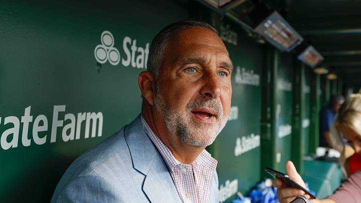 Chicago, Illinois, USA; St. Louis Cardinals president of baseball operations John Mozeliak speaks before a baseball game against the Chicago Cubs at Wrigley Field. Mandatory Credit: Kamil Krzaczynski-Imagn Images