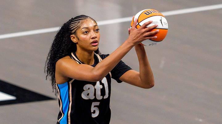 Angel Reese shoots the ball during a game between the Indiana Fever and the Atlanta Dream. Angel Reese shoots the ball during a game between the Indiana Fever and the Atlanta Dream.