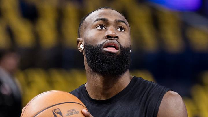 Dec 19, 2023; San Francisco, California, USA; Boston Celtics guard Jaylen Brown (7) warms up before the game against the Golden State Warriors at Chase Center. Mandatory Credit: John Hefti-USA TODAY Sports Dec 19, 2023; San Francisco, California, USA; Boston Celtics guard Jaylen Brown (7) warms up before the game against the Golden State Warriors at Chase Center. Mandatory Credit: John Hefti-USA TODAY Sports