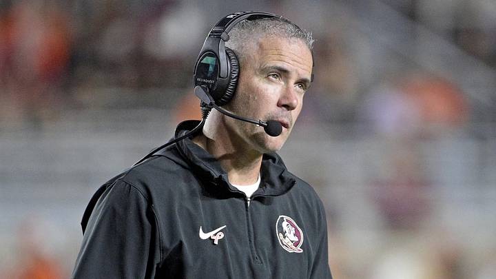 Oct 5, 2024; Tallahassee, Florida, USA; Florida State Seminoles head coach Mike Norvell looks on during the second half against the Clemson Tigers at Doak S. Campbell Stadium. Mandatory Credit: Melina Myers-Imagn Images Oct 5, 2024; Tallahassee, Florida, USA; Florida State Seminoles head coach Mike Norvell looks on during the second half against the Clemson Tigers at Doak S. Campbell Stadium. Mandatory Credit: Melina Myers-Imagn Images