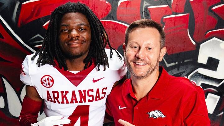 Arkansas Razorbacks coach Ryan Silverfield (right) stands with 4-star commit Jabari Watkins (left) during his official visit. Arkansas Razorbacks coach Ryan Silverfield (right) stands with 4-star commit Jabari Watkins (left) during his official visit.