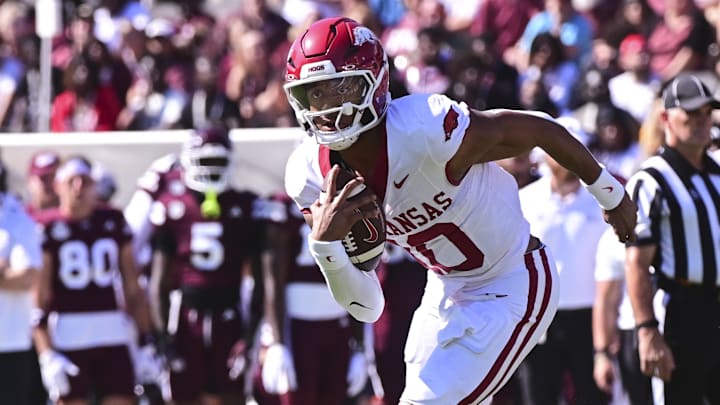 Arkansas quarterback Taylen Green is dealing with a lower body injury after leaving Saturday's game against Ole Miss.