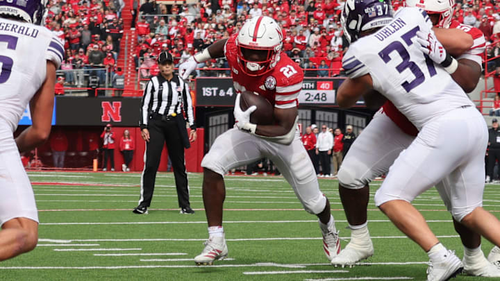 This four-yard run for the winning touchdown capped off Emmett Johnson's big day against Northwestern. This four-yard run for the winning touchdown capped off Emmett Johnson's big day against Northwestern.