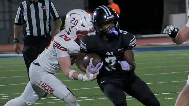 Pueblo South's Israel Allen (3) had 175 all-purpose yards, including 136 receiving yards on seven catches with three TDs. He also had 10 tackles, two tackles for loss and a sack in his team’s 28-7 win against Canon City. Pueblo South's Israel Allen (3) had 175 all-purpose yards, including 136 receiving yards on seven catches with three TDs. He also had 10 tackles, two tackles for loss and a sack in his team’s 28-7 win against Canon City.