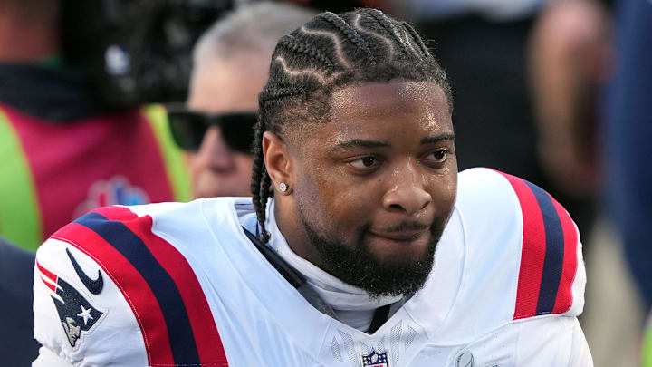 Feb 8, 2026; Santa Clara, CA, USA; New England Patriots linebacker Anfernee Jennings (33) before Super Bowl LX against the Seattle Seahawks at Levi's Stadium. Mandatory Credit: Darren Yamashita-Imagn Images